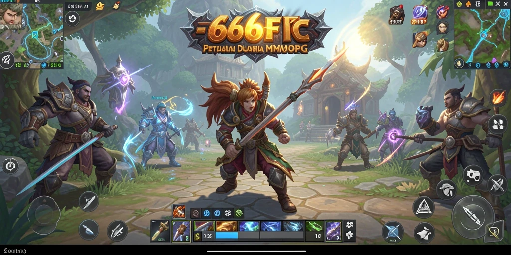 Tampilan menarik dari gameplay MMORPG 666F dengan pertarungan epik.