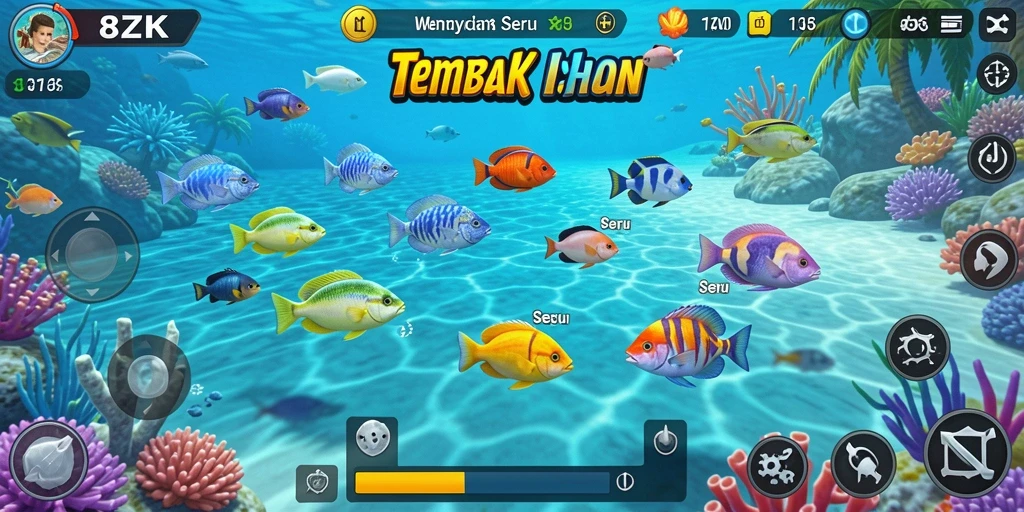 Tampilan gameplay 8ZK yang seru di bawah laut.