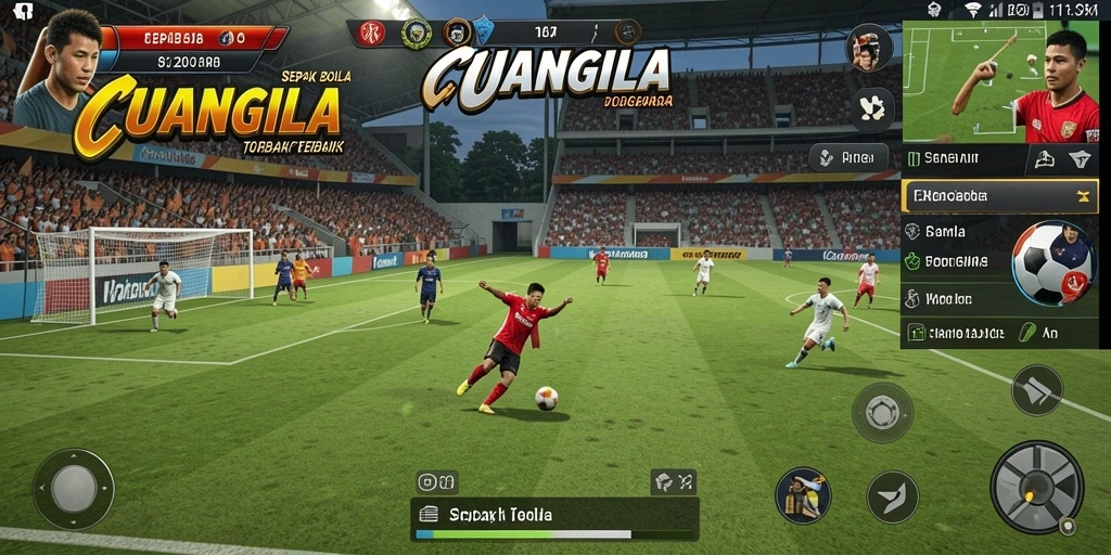 Tampilan gameplay yang mendebarkan di lapangan sepak bola.