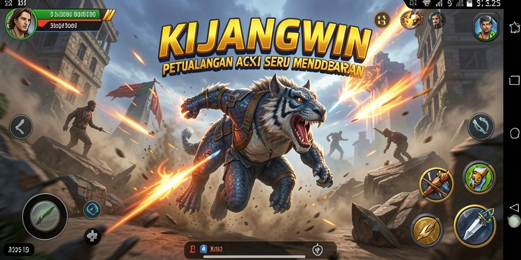 Tangkapan layar utama KIJANGWIN menunjukkan aksi mendebarkan dalam permainan.