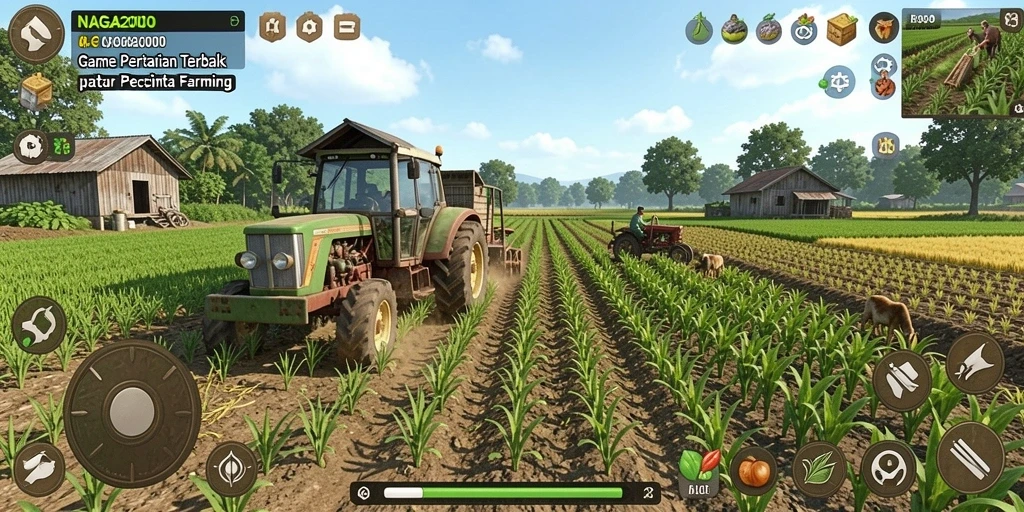 Tangkapan layar gameplay <strong>NAGA2000</strong> menampilkan aktivitas pertanian yang seru dan interaktif.