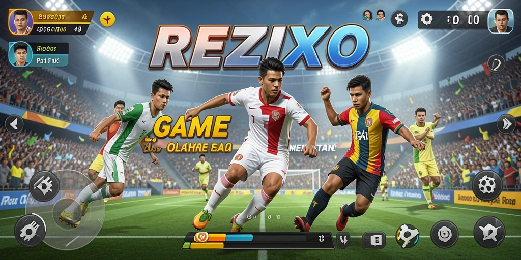 Tampilan gameplay mendebarkan dalam REZIXO yang menampilkan aksi olahraga.