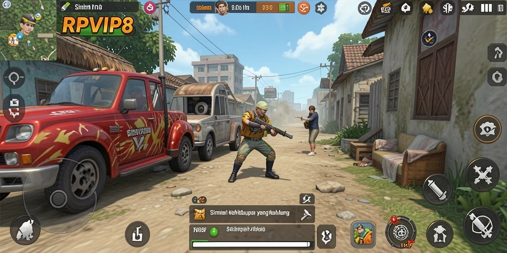 Tampilan gameplay RPVIP8 yang kaya akan interaksi dan kegiatan.