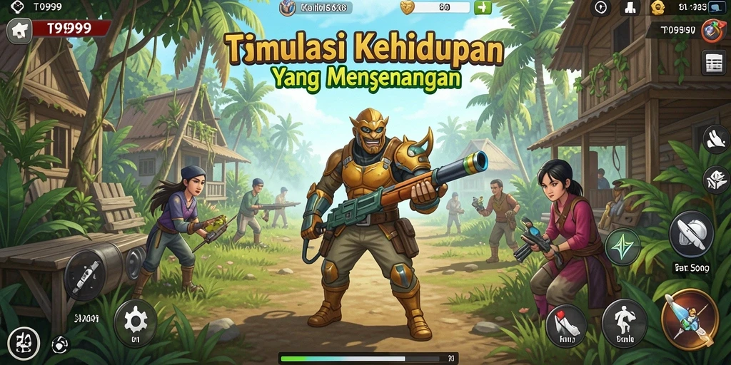 Tampilan gameplay yang seru dari T9999 dalam simulasi kehidupan.