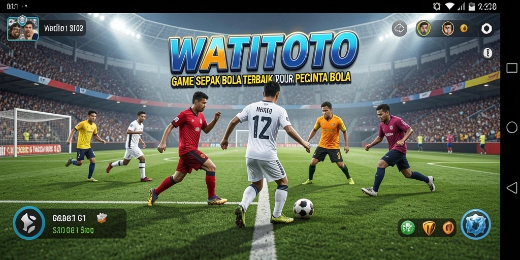 Screenshot gameplay WATITOTO menampilkan aksi pertandingan sepak bola yang seru.